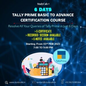 Tally Prime Basic to Advance Certification Course Feb 2023 Batch