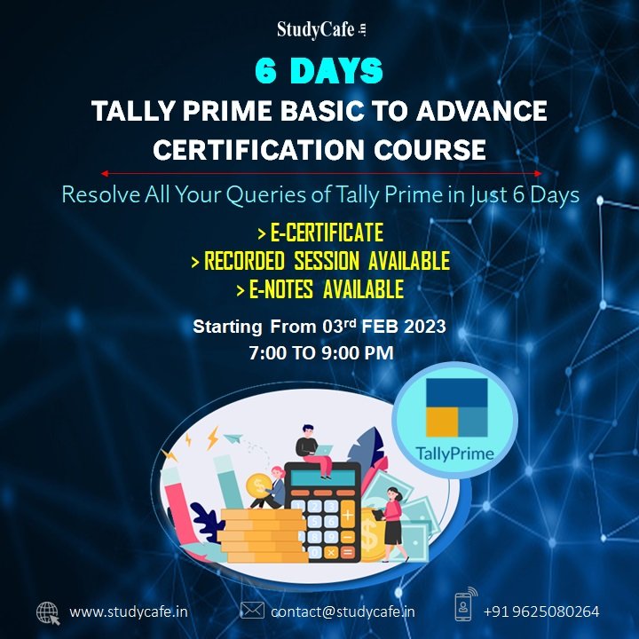 Tally Prime Basic to Advance Certification Course Feb 2023 Batch